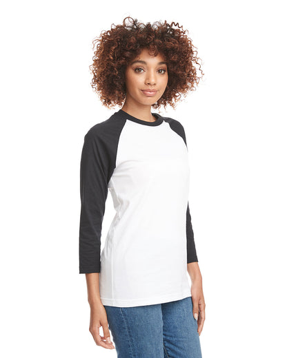 Unisex CVC 3/4 Sleeve Raglan Baseball T-Shirt - Black / White