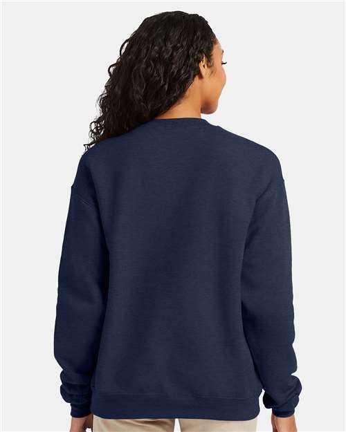 Hanes P160 Heather Navy — on model back