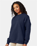 Hanes P160 Heather Navy — on model side