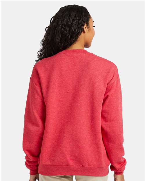 Hanes P160 Heather Red — on model back