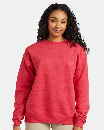 Hanes P160 Heather Red — on model front