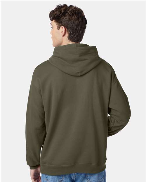 Hanes P170 Fatigue Green — on model back