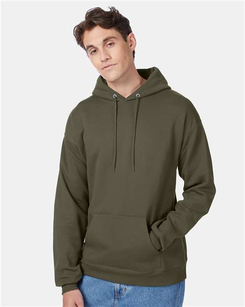 Hanes P170 Fatigue Green — on model front