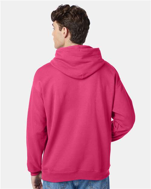 Hanes P170 Wow Pink — on model back