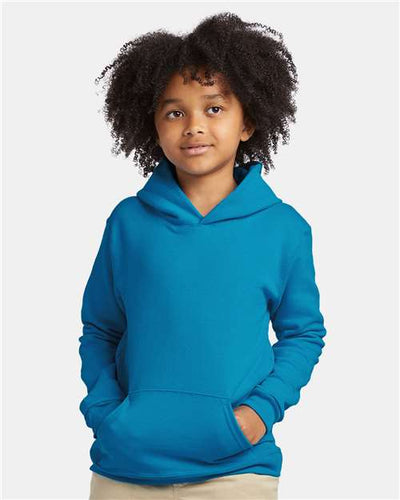 Hanes P473 Teal — on model front
