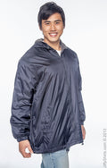 Men's Fleece-Lined Hooded Nylon Jacket - Navy