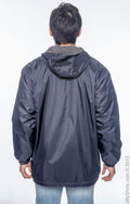 Men's Fleece-Lined Hooded Nylon Jacket - Navy