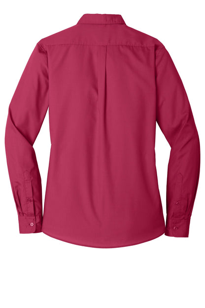 Women's Long Sleeve Carefree Poplin Shirt - Pink Azalea