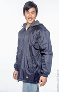 Men's Fleece-Lined Hooded Nylon Jacket - Navy