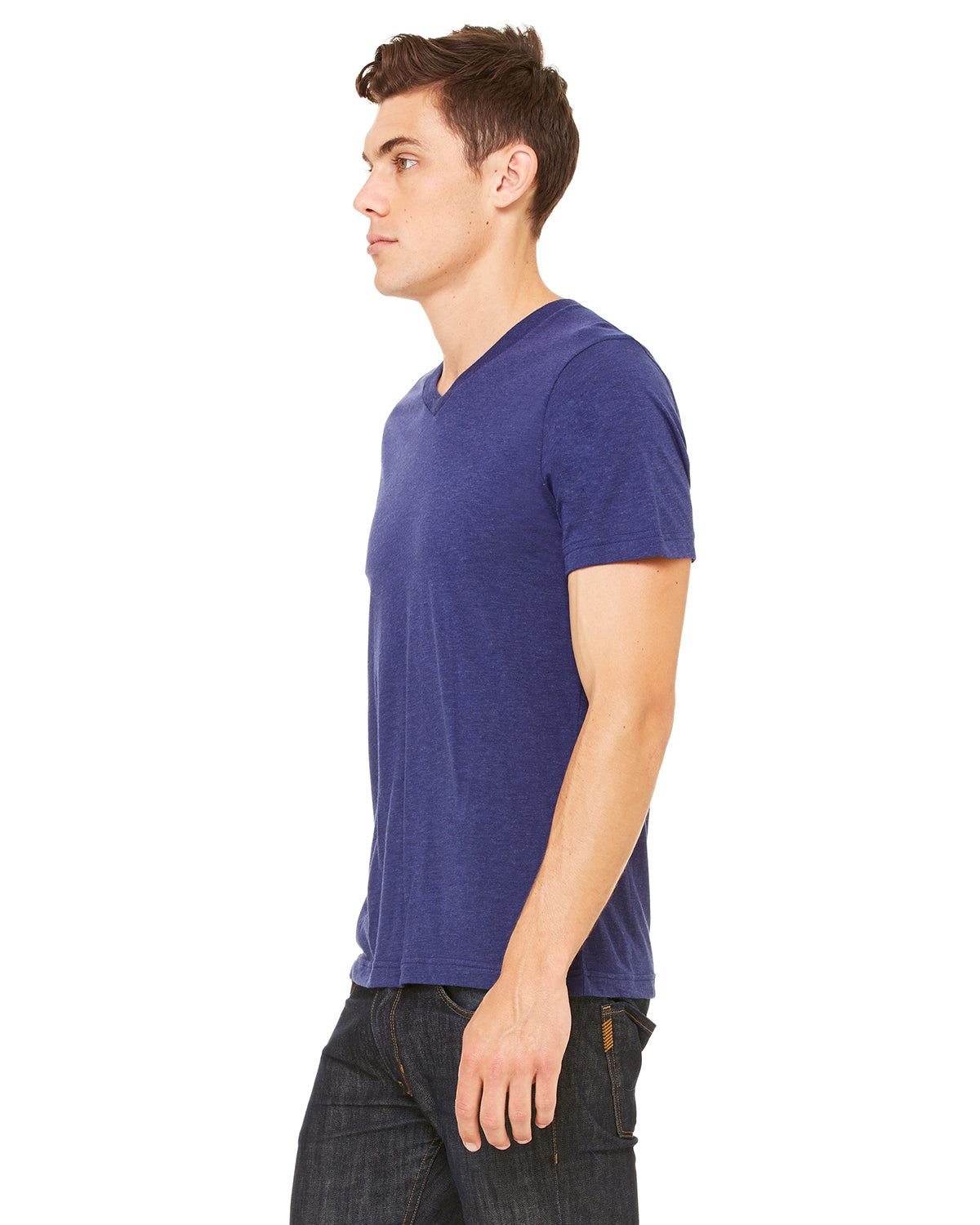 Unisex Triblend V-Neck T-Shirt - Navy Triblend