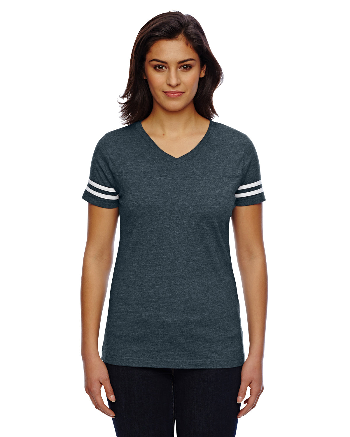 Women's Football T-Shirt - Vintage Navy / Blend White