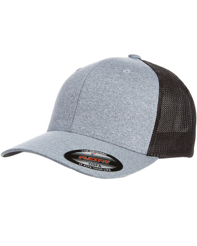 Unisex Poly Mélange Stretch Mesh Cap - Heather / Black