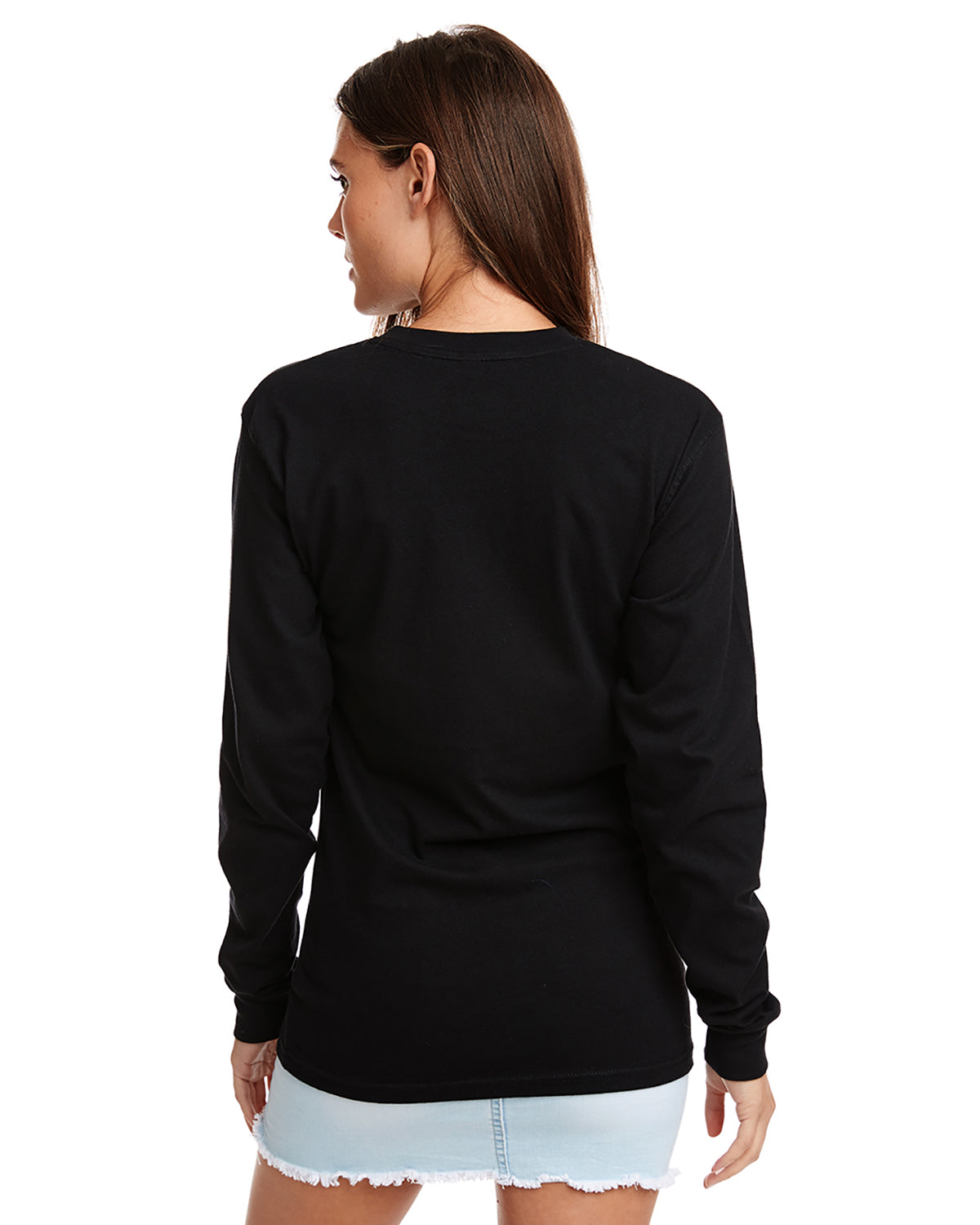 Unisex Inspired Dye Long-Sleeve Crew with Pocket - Black