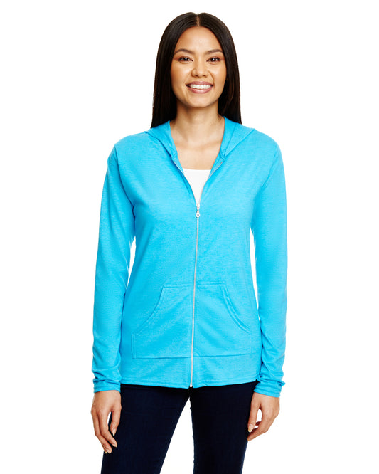 Women's Triblend Full-Zip Jacket - Heather Caribbean Blue