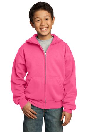 Youth Core Fleece Full-Zip Hoodie - Neon Pink