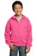 Port & Company PC90YZH - Youth Core Fleece Full-Zip Hoodie - Neon Pink