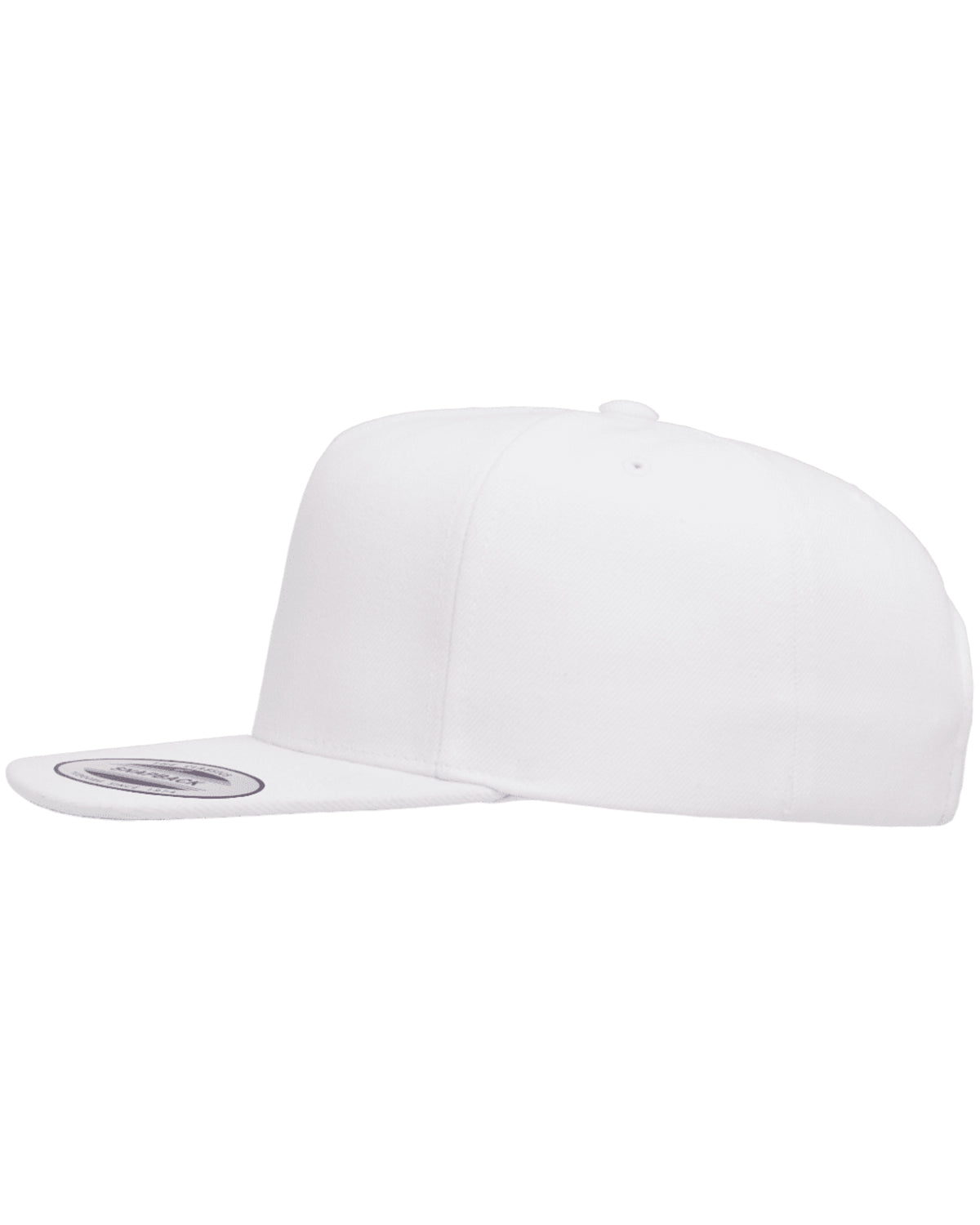 Unisex 5-Panel Structured Flat Visor Classic Snapback Cap - White