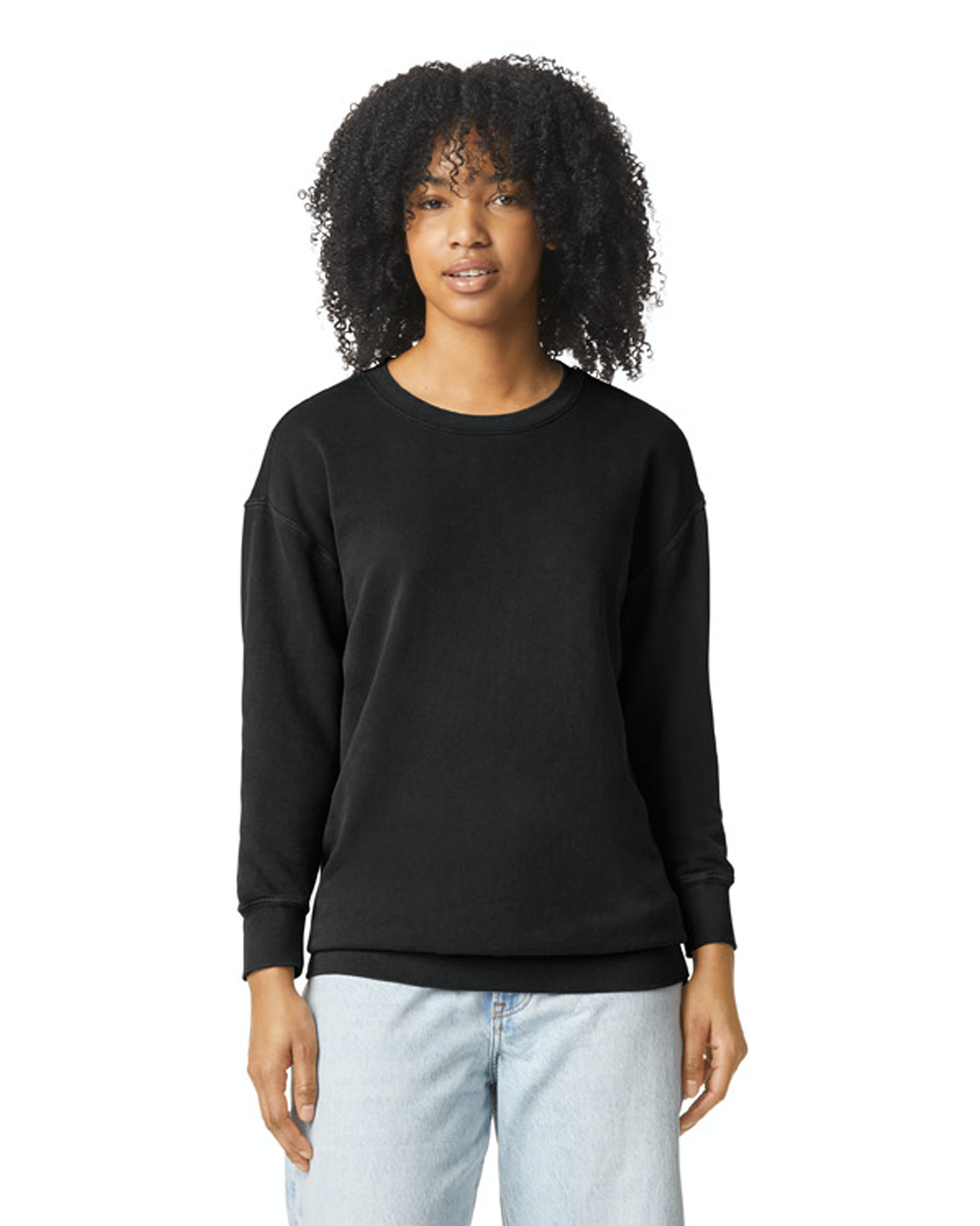 Unisex Lighweight Cotton Crewneck Sweatshirt - Black