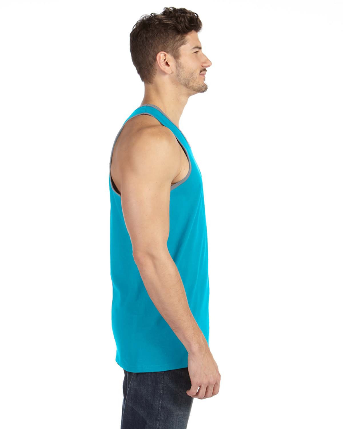Unisex Lightweight Tank - Caribbean Blue / Heather Gray