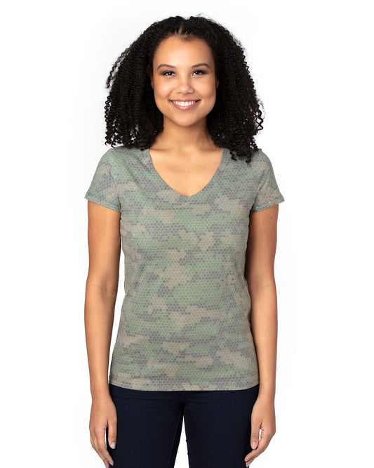 Women's Ultimate V-Neck T-Shirt - Green Hex Camo