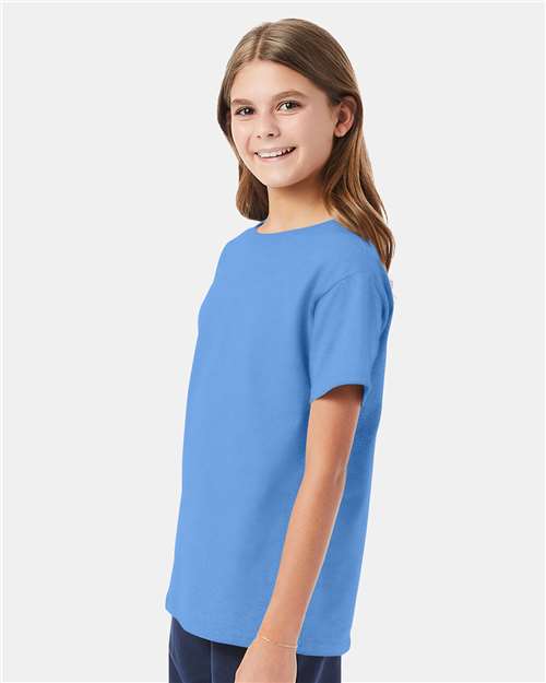 Hanes 5480 Carolina Blue — on model side