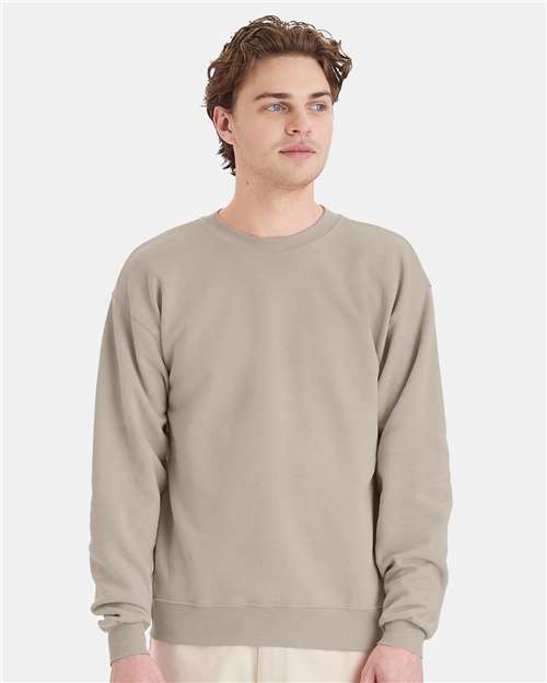 Hanes P160 Sand — on model front