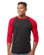 Tultex 0245TC - Unisex Fine Jersey Raglan Tee - Black/ Red