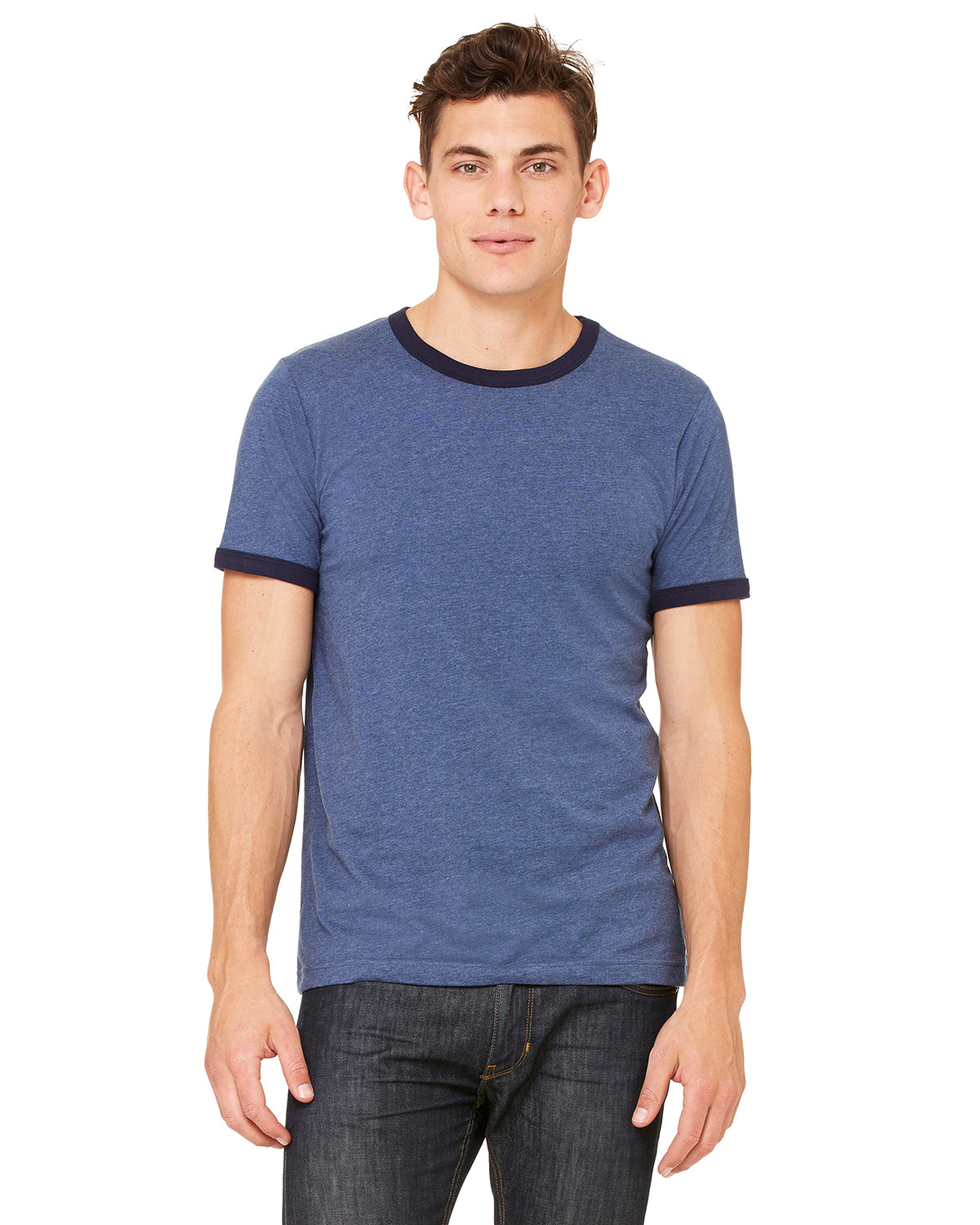 Men's Jersey Short-Sleeve Ringer T-Shirt - Heather Navy / Midnight