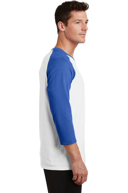 Unisex Core Blend 3/4-Sleeve Raglan Tee - White / Royal
