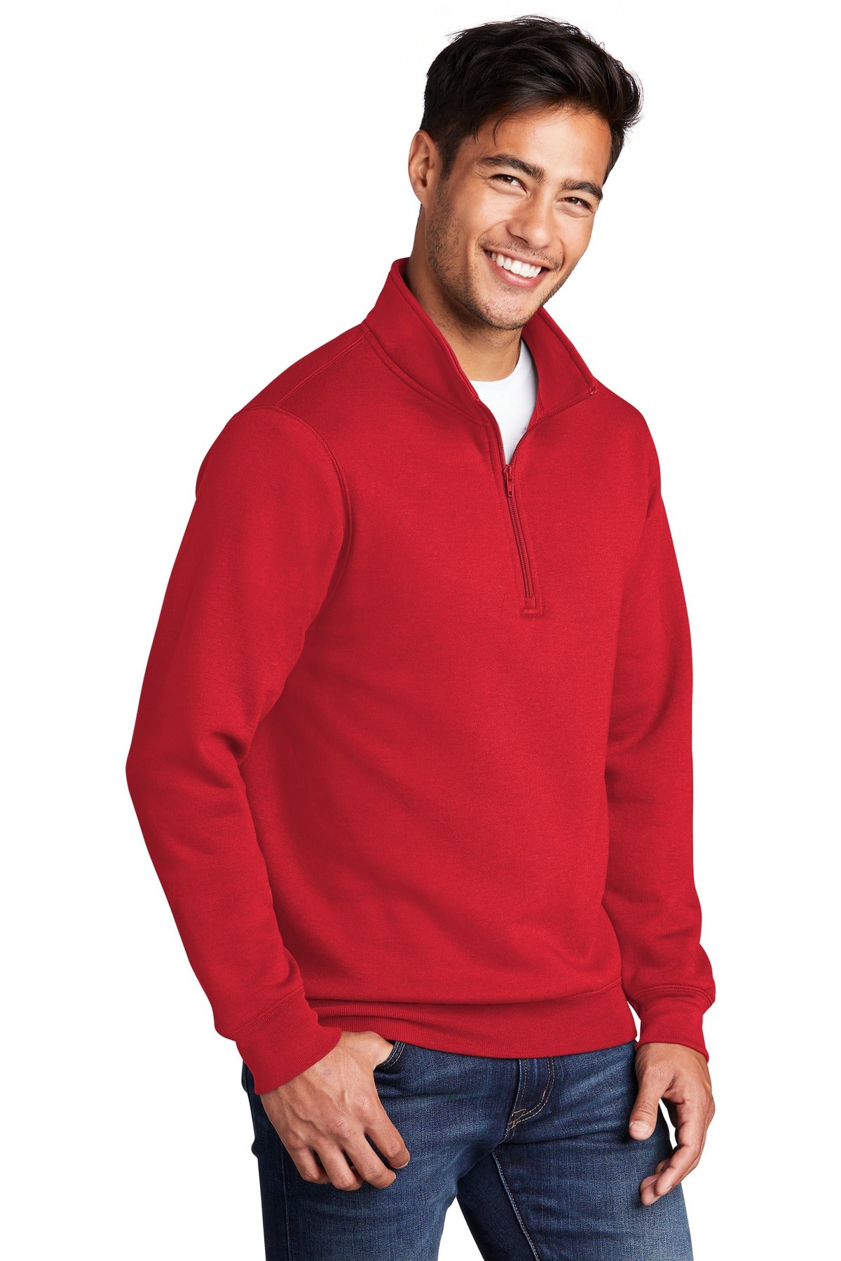 Unisex Core Fleece 1/4-Zip Pullover Sweatshirt - Red