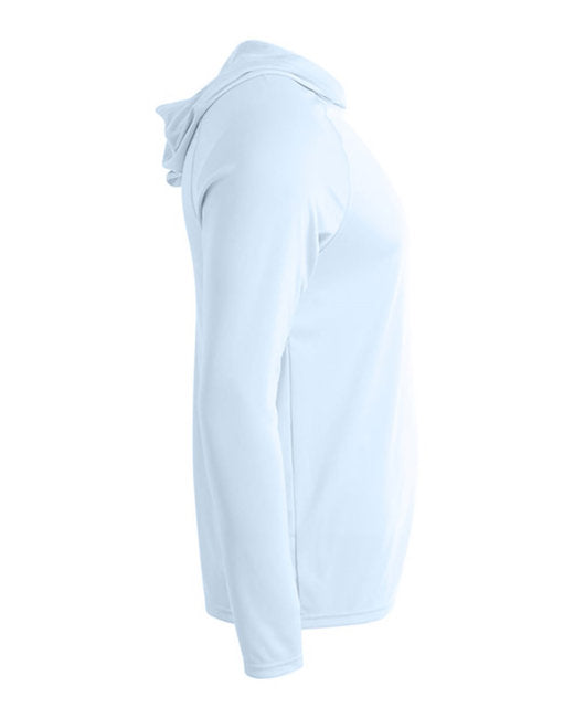 A4 Unisex Cooling Long Sleeve Hooded Tee - Pastel Blue