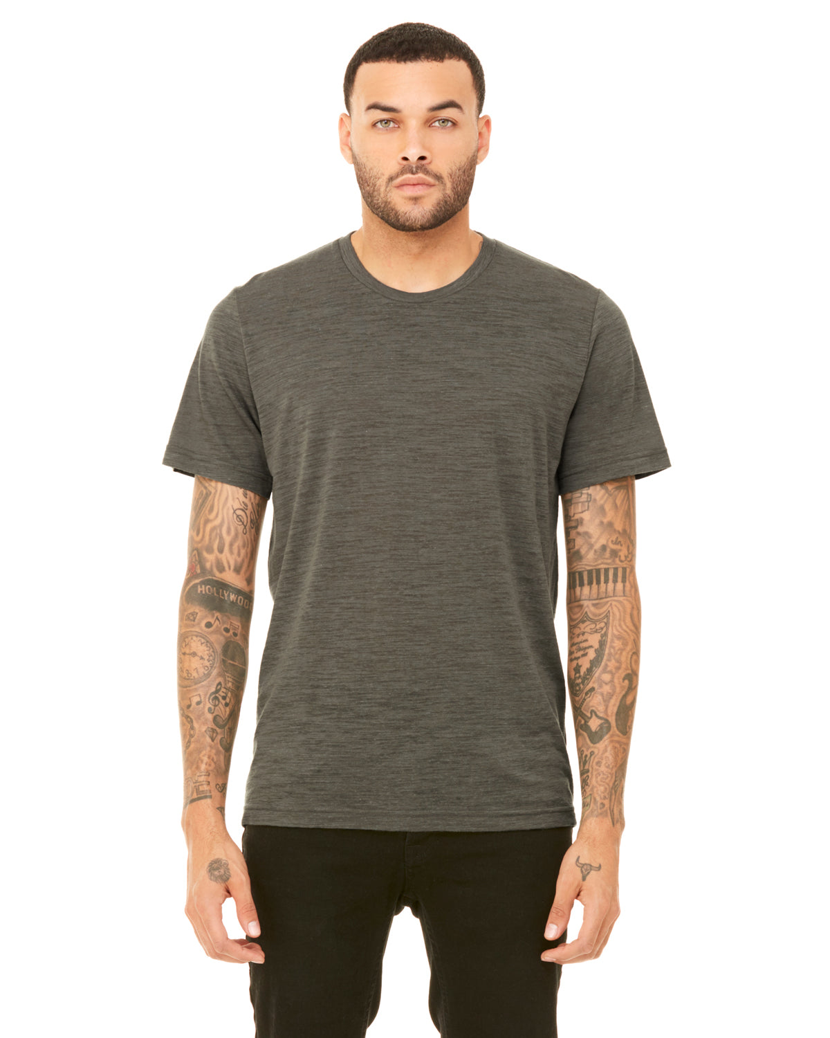 Unisex Poly-Cotton Short-Sleeve T-Shirt - Olive Slub