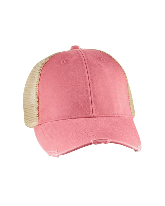 Distressed Ollie Cap - Coral / Tan