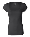 Women's Sheer Mini Rib Scoopneck Tee - Black
