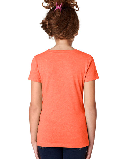 Girl's Youth Princess CVC T-Shirt - Neon Heather Orange