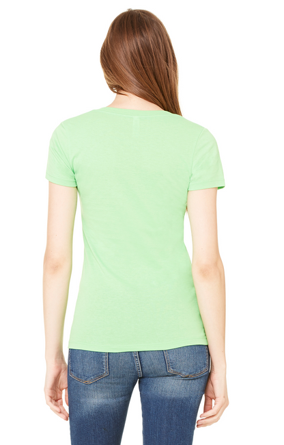 Ladies' Jersey Short-Sleeve Deep V-Neck T-Shirt - Neon Green