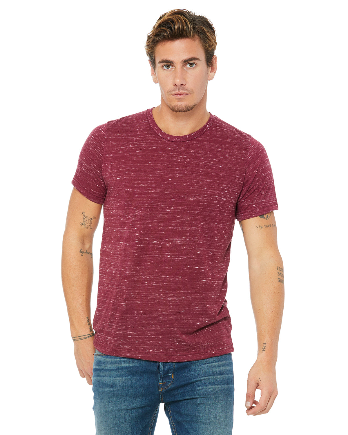 Unisex Poly-Cotton Short-Sleeve T-Shirt - Maroon Marble