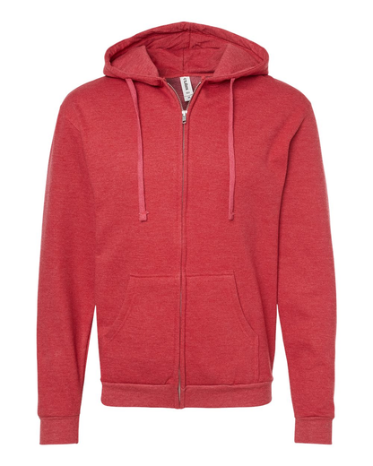 Unisex Fleece Zip Hoodie - Heather Red