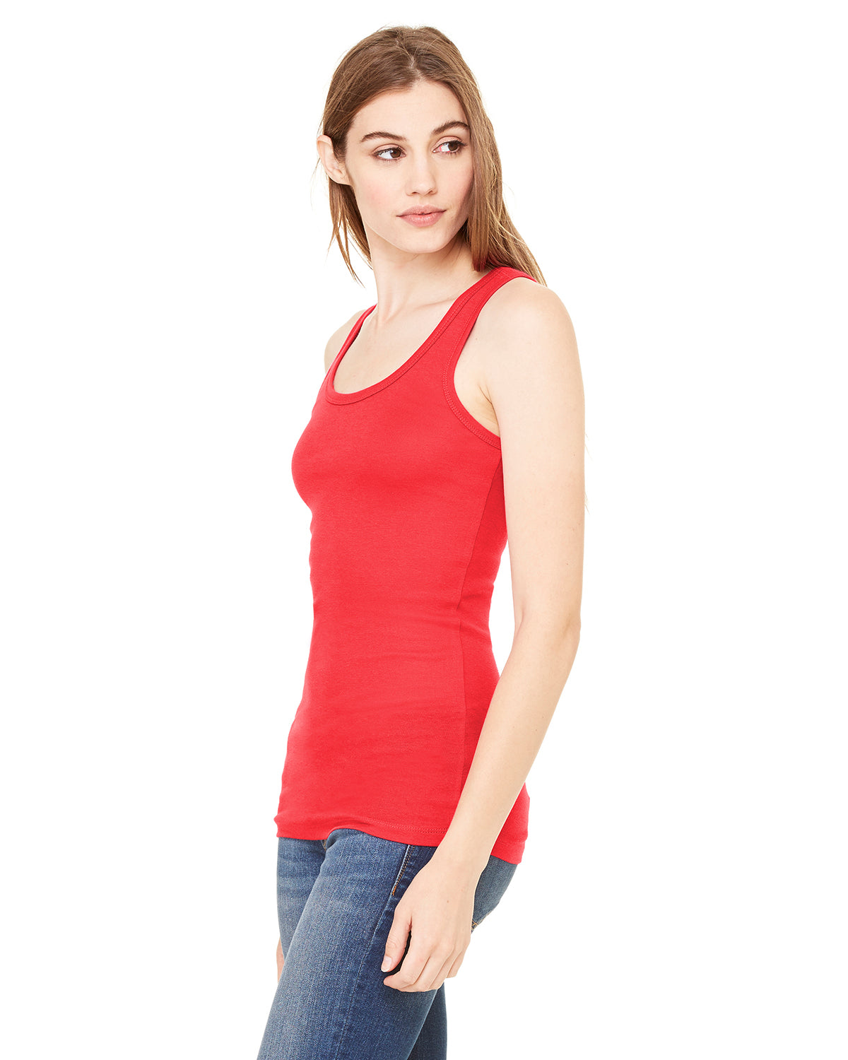 Women's Sheer Mini Rib Tank - Red