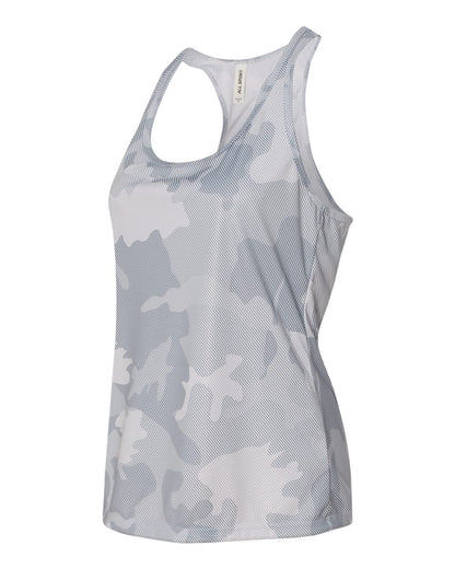 Women's Performance Racerback Tank - White Laser Camo