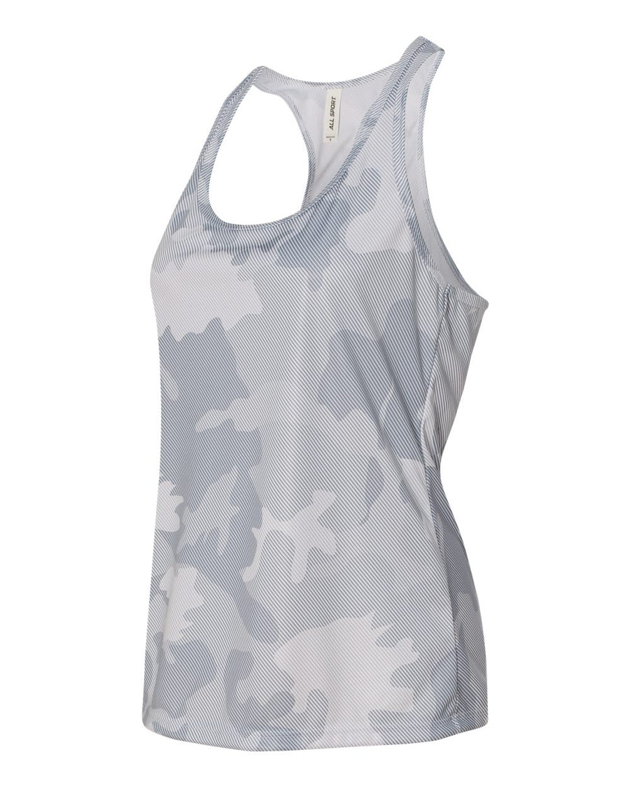 Women's Performance Racerback Tank - White Laser Camo