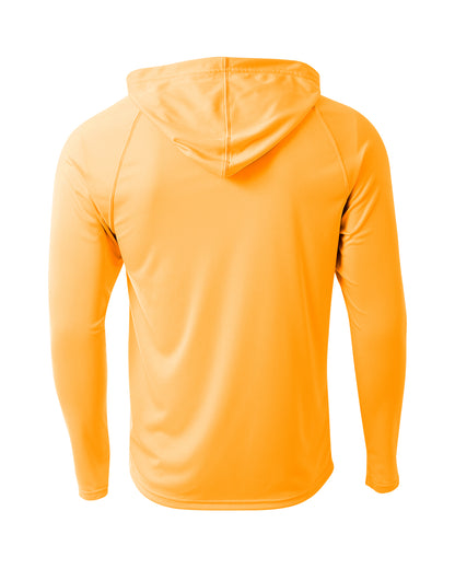 A4 Unisex Cooling Long Sleeve Hooded Tee - SAFETY ORANGE