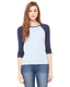 Bella + Canvas B2000 - Women's Baby Rib 3/4-Sleeve Contrast Raglan T-Shirt - Baby Blue / Navy