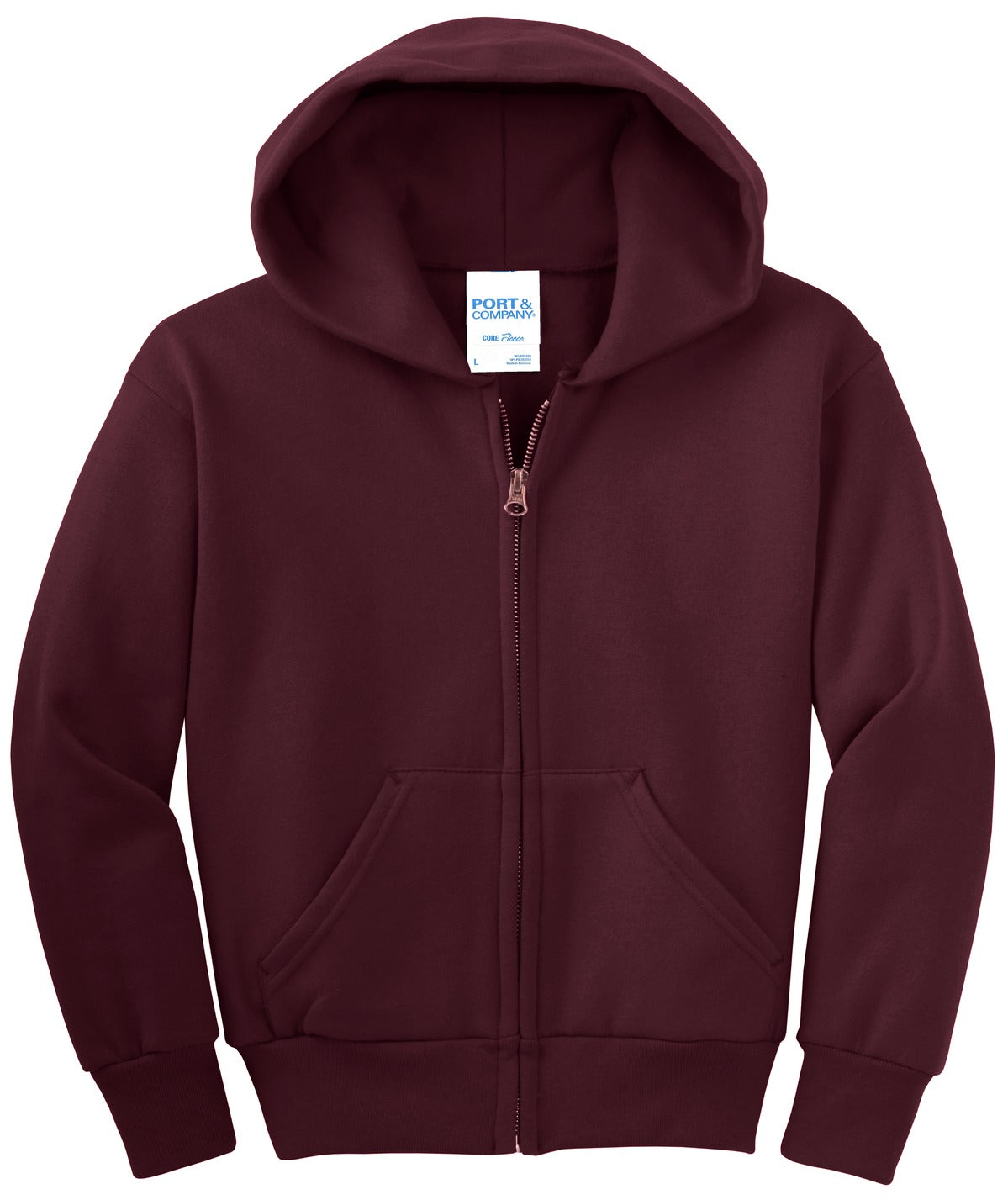 Youth Core Fleece Full-Zip Hoodie - Maroon