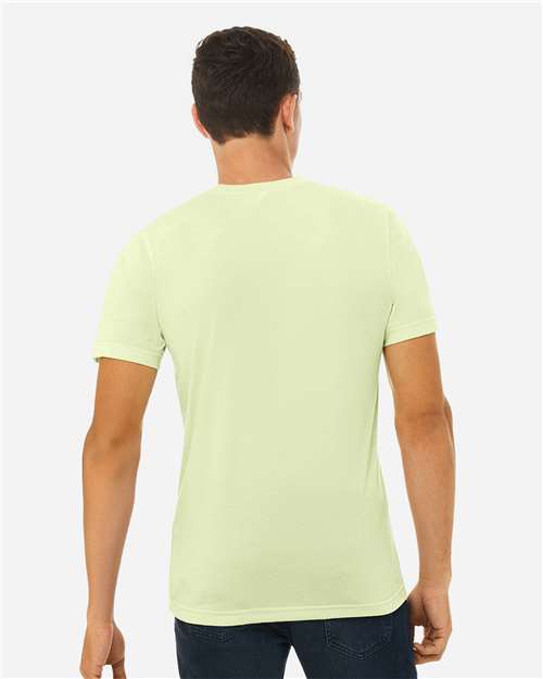BELLA + CANVAS 3413 Spring Green Triblend — on model back