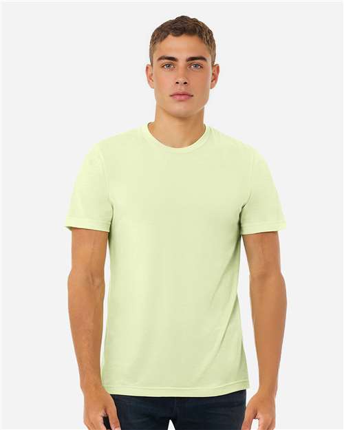 BELLA + CANVAS 3413 Spring Green Triblend — on model front