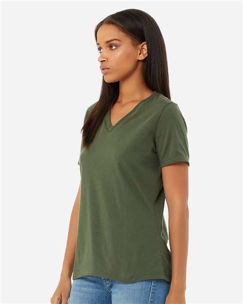 BELLA + CANVAS 6405 Military Green — on model side