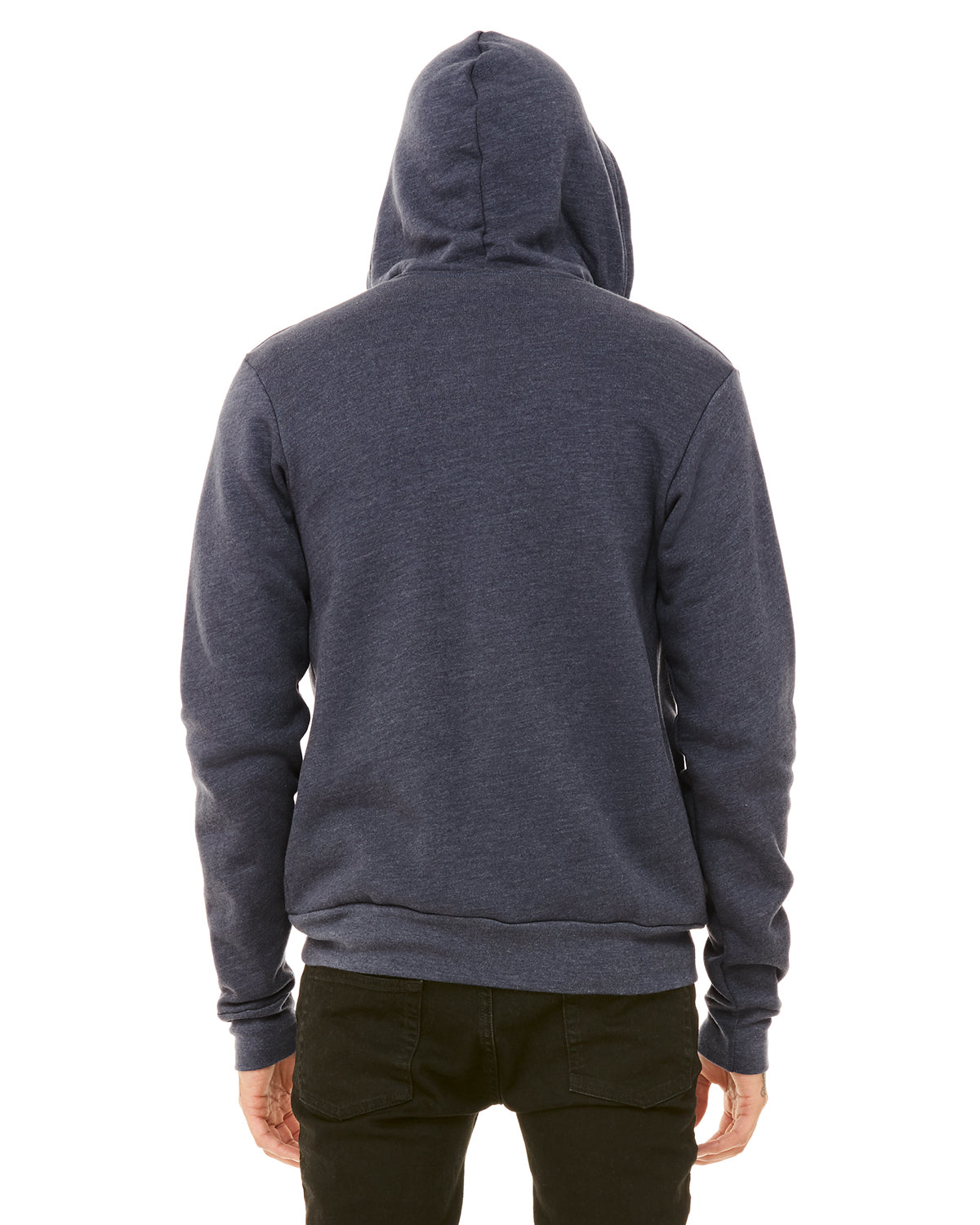 Unisex Poly-Cotton Sponge Fleece Full-Zip Hoodie - Heather Navy