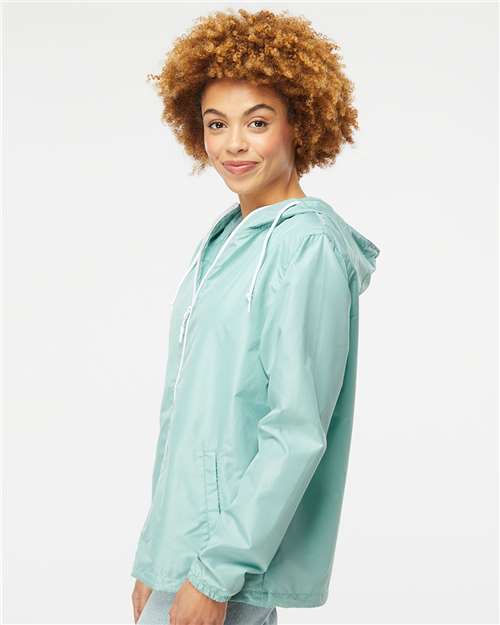 Independent Trading Co. EXP54LWZ Aqua/ White Zipper — on model side