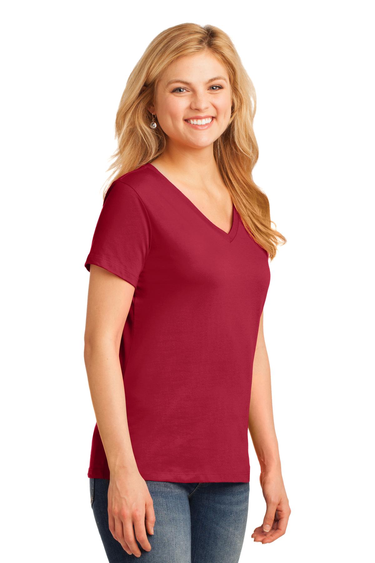 Women's Core Cotton V-Neck Tee - Red